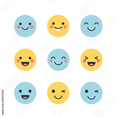 Nine emoji faces arranged in a grid, featuring different expressions