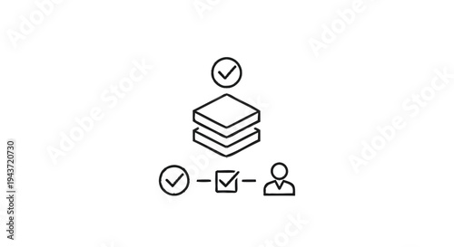 Workflow process with checklist and user icon.