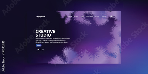 Website Landing Page Template with Purple Abstract Liquid Shapes