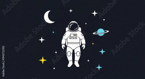 Astronaut's Cosmic Journey: An astronaut floats serenely through a star-studded expanse, embarking on an odyssey through the cosmos, representing humanity's perpetual fascination with the unknown.