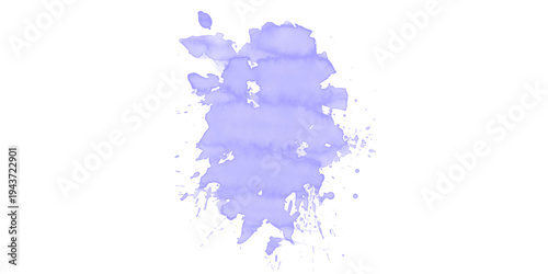 Fényképezés Purple watercolor ink splash on black background periwinkle paint blot artistic