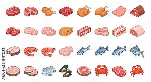 Variety of Meat and Seafood.