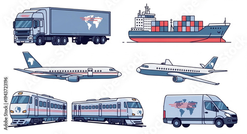 Various Modes of Transportation Vehicles.