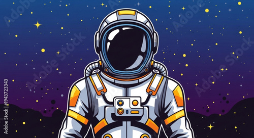 Astronaut's Cosmic Journey: A lone astronaut stands amidst the stars, gazing at the infinite expanse of the universe, representing exploration and the pursuit of knowledge.
