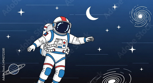 Astronaut in the Cosmos: An astronaut gracefully floats through the expansive cosmos, stars sparkling around as they embark on an adventurous voyage through the unknown, and inspiring awe and wonder.