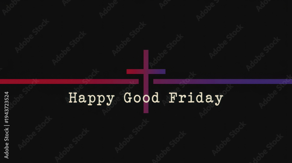 Obraz premium Minimalist Good Friday Graphic with Cross and Gradient Line religious Christian