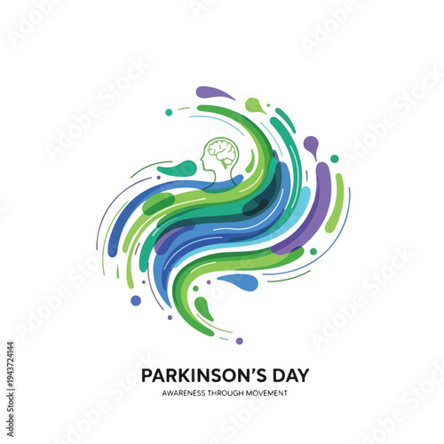 Colorful swirl design with a head outline and brain