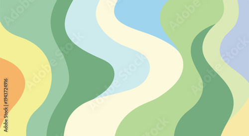 Colorful, wavy abstract background with various pastel hues