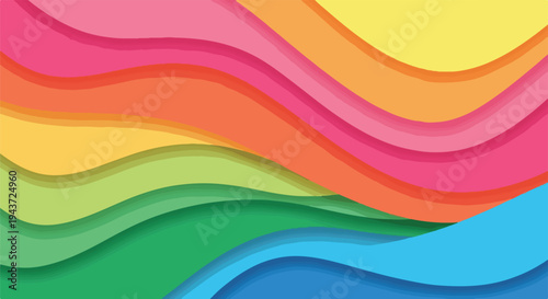 Colorful, wavy abstract design, with a gradient across the surface