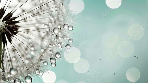 Wallpaper Mural Close-Up of Dandelion Seed Head with Crystal Water Droplets and Soft Gradient Background
 Torontodigital.ca