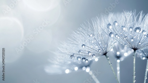 Wallpaper Mural Close-Up of Dandelion Seed Head with Crystal Water Droplets and Soft Gradient Background
 Torontodigital.ca
