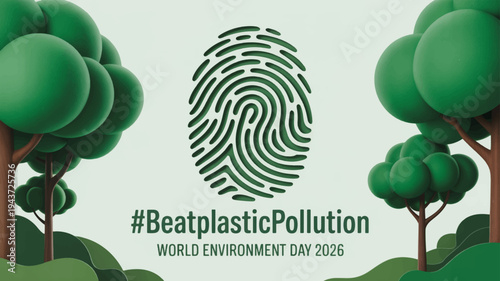 Green fingerprint with trees and eco friendly message for world environment day