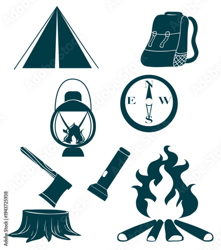Materiais de acampamento vetor