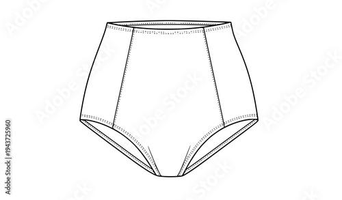 A minimalist line art illustration of a pair of women's underwear on a white background