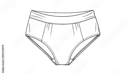 A minimalist line art illustration of a pair of women's underwear
