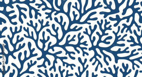 Abstract Blue Coral Pattern - Organic Marine Branching Design