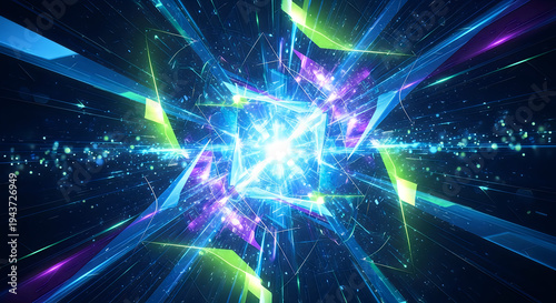 Cosmic web of vibrant energy beams intersecting in a dark universe expanse