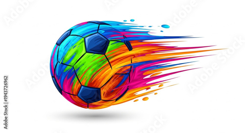 Vibrant Soccer Ball in Motion Blur.