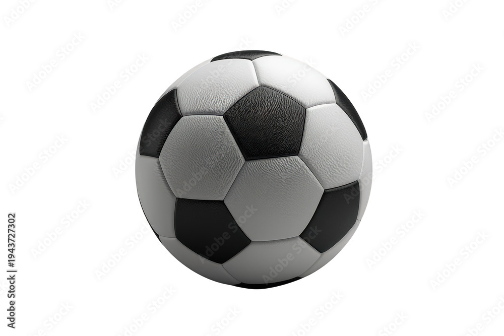 Fototapeta premium Classic black and white soccer ball on transparent background, representing sport, championship, competition, and global game