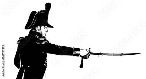 Military Officer in Uniform with Sword, Historical Reenactment, Formal Attire