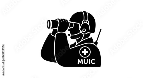 Military Observer with Binoculars and Radio, MUIC Symbol