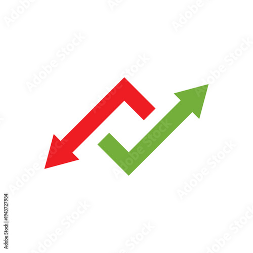 Red and Green Arrows Graph Icon