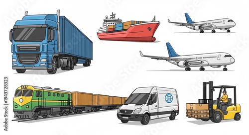 Various Vehicles for Transportation and Logistics.