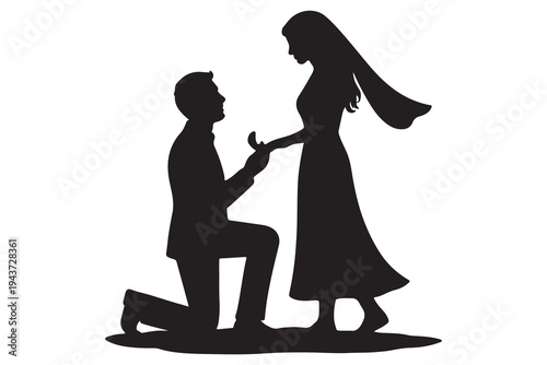 A man proposing marriage to a woman on one knee with a ring