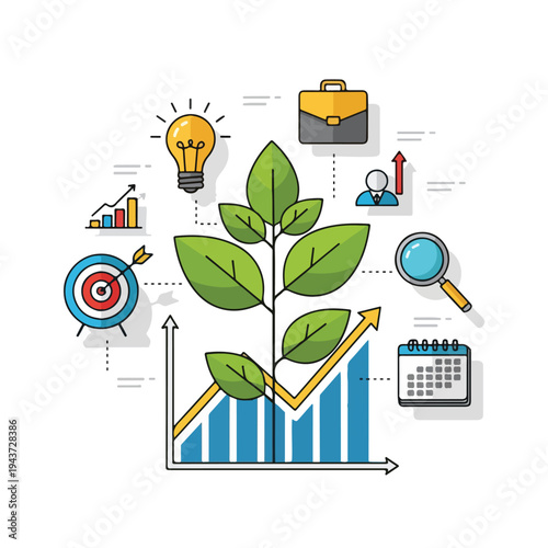 Vector illustration representing business growth, strategy and success