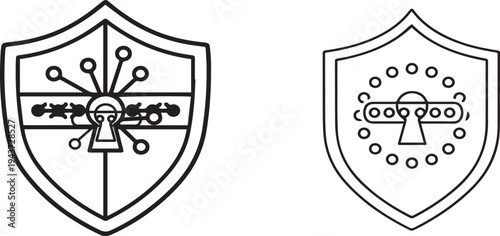Shield with crossed swords icon symbol of protection and battle