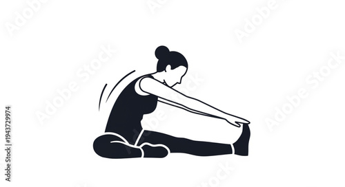 Woman Stretching Exercise Sitting on Floor.