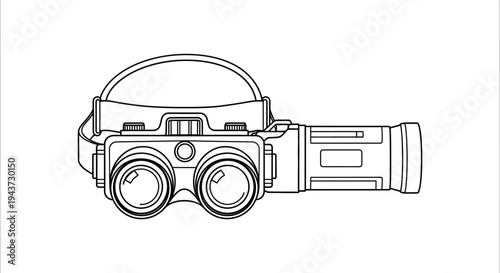 Night Vision Goggles Binoculars Headset Device Outline Drawing Vector
