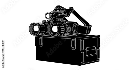 Night Vision Goggles on Tactical Case, Military Equipment, Infrared Optics