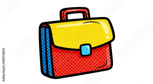 Colorful cartoon business briefcase in pop art style  