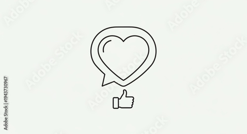 Minimalist Heart and Thumbs Up Icon Design.