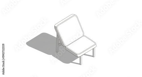 White Folding Chair Isolated on White.