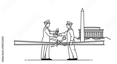 Ribbon Cutting Ceremony in Washington D.C. with Lincoln Memorial and Washington Monument