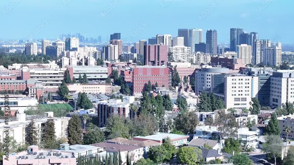 custom made wallpaper toronto digitalSlow Aerial Pan Across UCLA Medical District and City Skyline