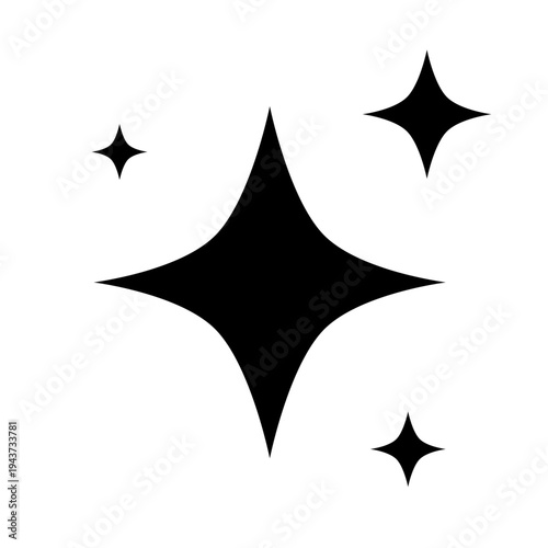 vector black sparkle stars set clip art isolated on transparent background
