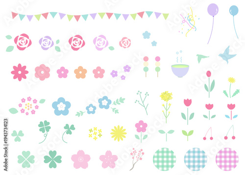 春モチーフのイラストセット　アイコン