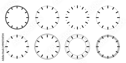 vector clock face set, clipart isolated on transparent background. 