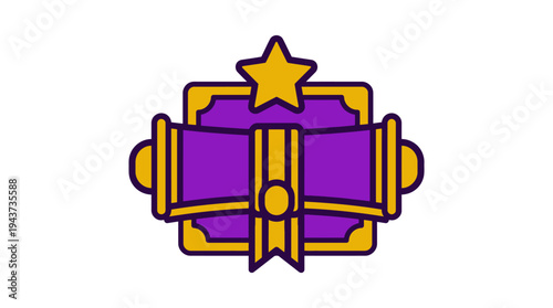 Stylized Purple and Gold Diploma Icon with Star Award Vector