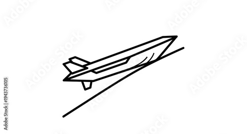 Sleek Futuristic Speedboat Gliding on Water Surface, Minimalist Line Art