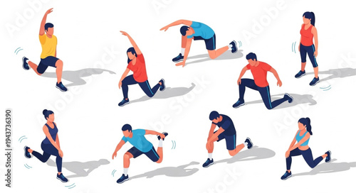 Woman Running in Various Poses.