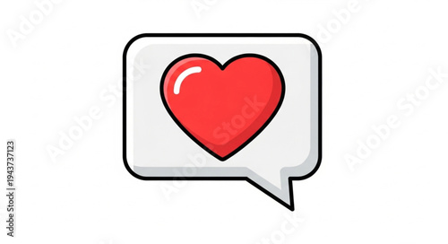 Red Heart Icon in Speech Bubble Illustration.
