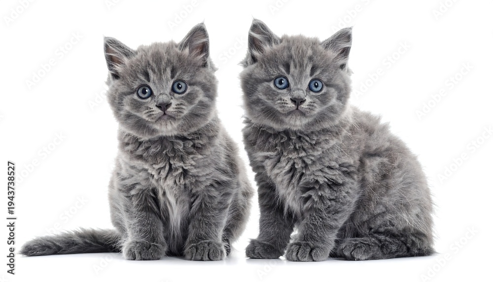 Obraz premium Two adorable gray kittens