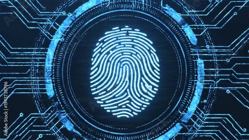 Digital fingerprint scan security authentication identity verification biometric data access