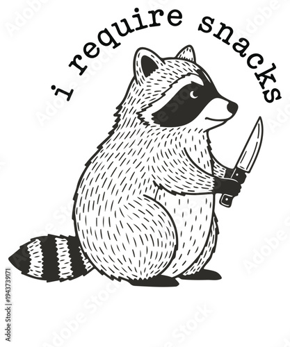 Bild auf Leinwand I Require Snacks T-Shirt Design vector, Cute Trash Panda Meme T-Shirt Design, Ch