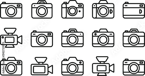 Set of 15 camera icons vector