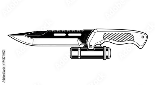 Tactical Combat Knife with Integrated Flashlight, Survival Gear, Outdoor Equipment